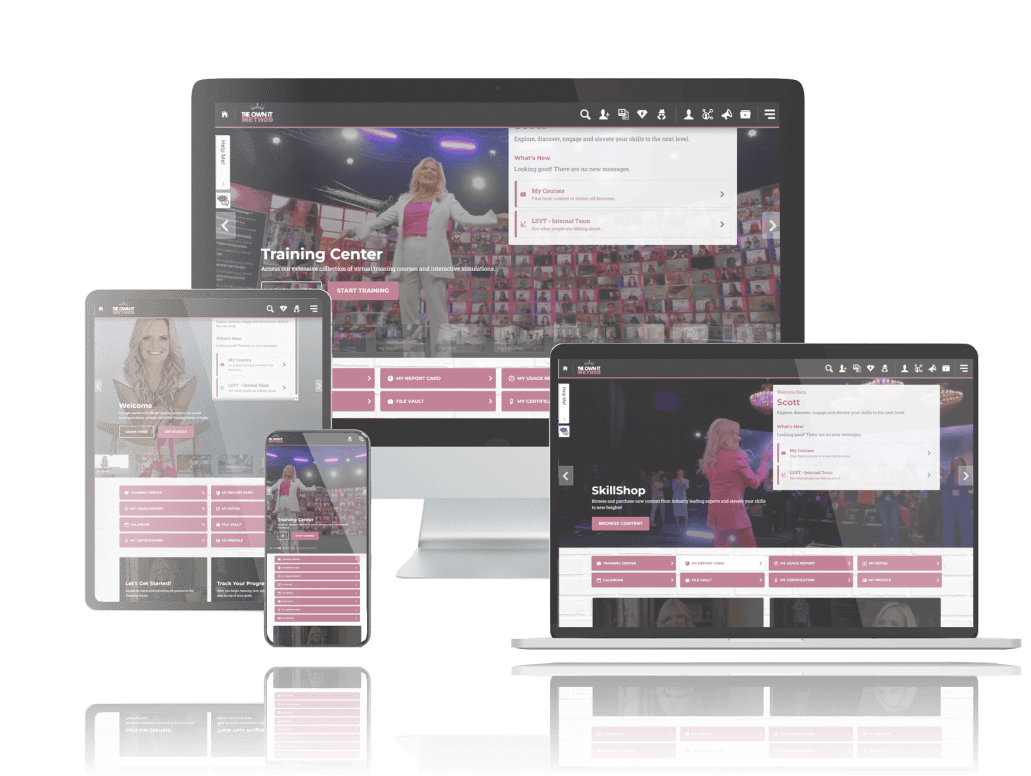 Learn Anytime, Anywhere. Your Way. Move through your transformation at your own pace with fully interactive training. Whether you're at home or on the go, dive into the content when it suits you best. Engage with the material through video lessons, guided practices, or audio versions to maximize your time and convenience.